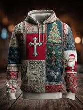 Herren Vintage Christmas Faith Cross Print Übergroßer Schulter-Hoodie mit Taschen